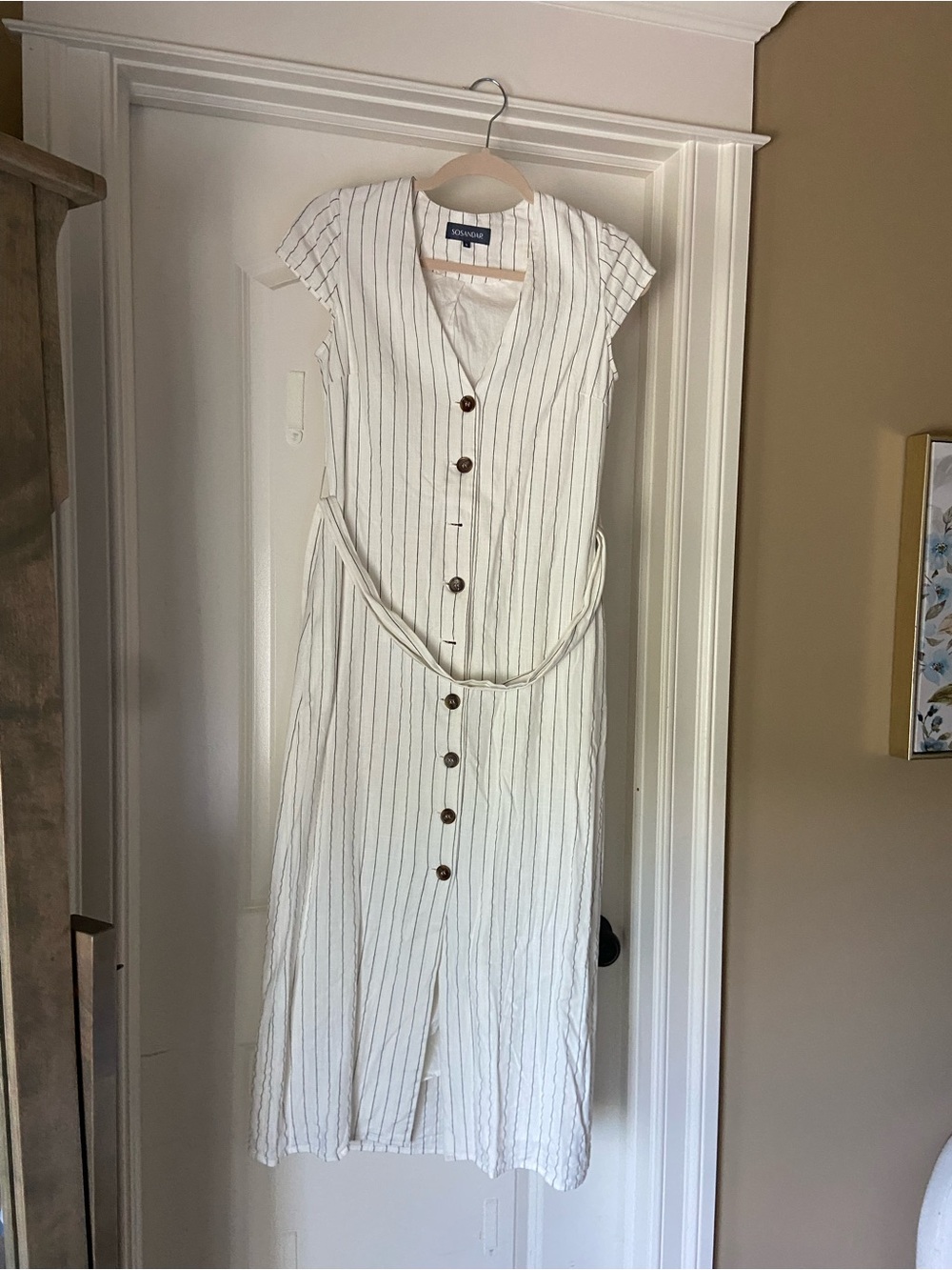 Sosander Striped linen blend midaxi dress size 2